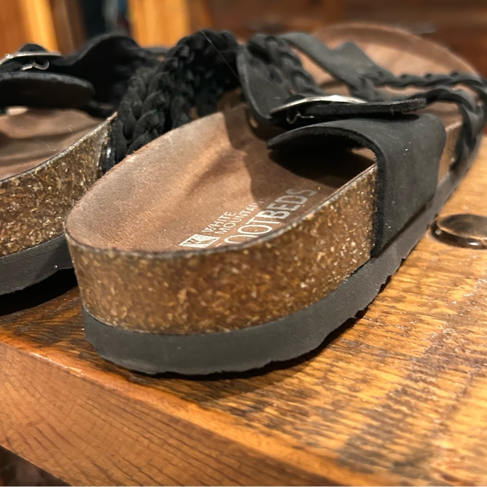 White Mountain Women's Black Braided Strap Footbed Sandals - Picture 4 of 5